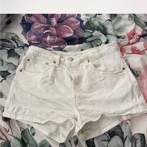 Levi 501 Women's White Denim Shorts